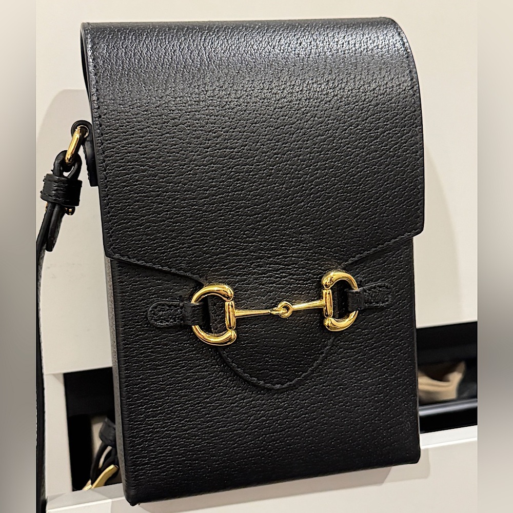 GUCCI BLACK LEATHER HORSEBIT 1955 MINI SHOULDER BAG - Picture 3 of 17